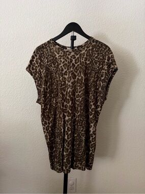 Helmut Lang Brown Leopard Print Short Sleeve Tee